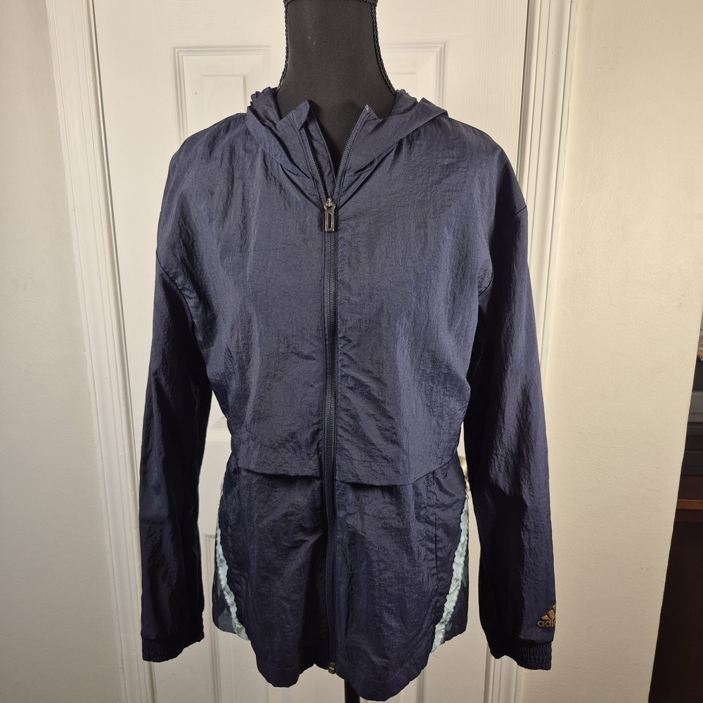 Adidas X Zoe Saldana Navy Camo Windbreaker Jacket Sporty Gorpcore S